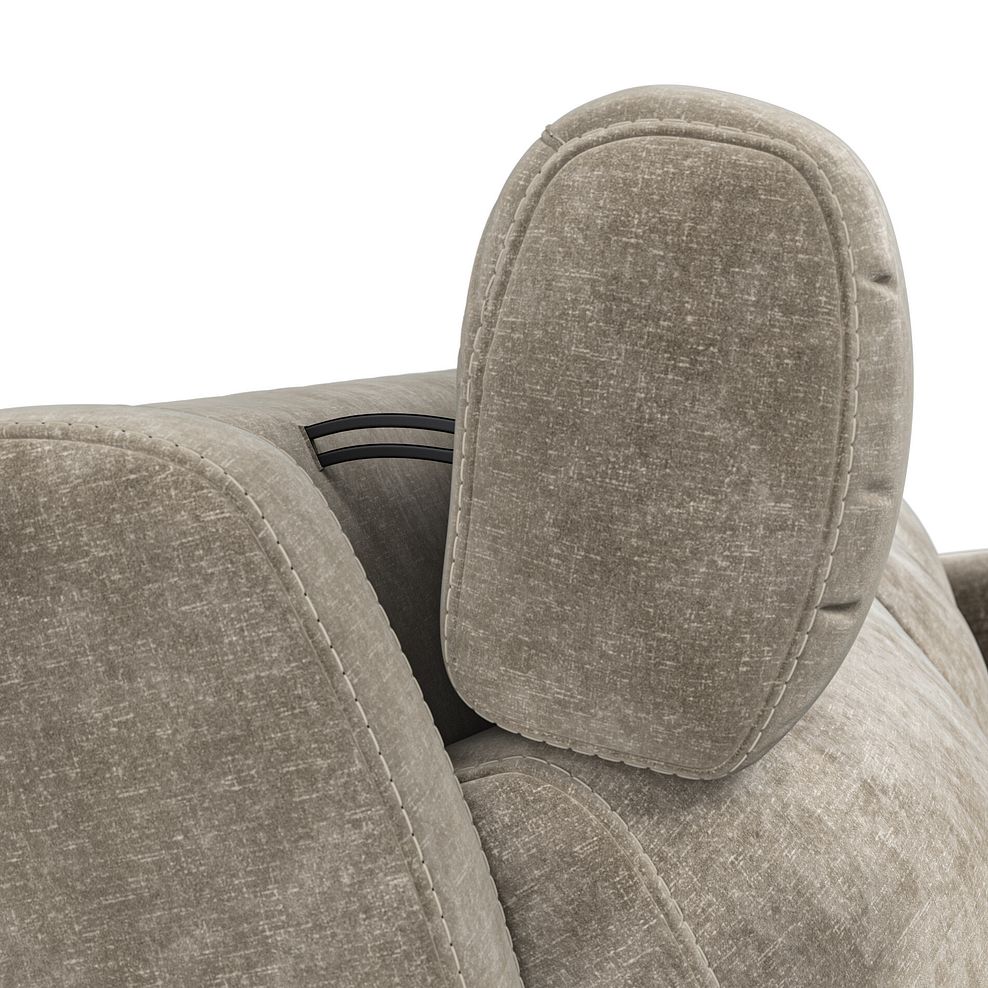 Leo Recliner Armchair with Adjustable Headrest in Descent Taupe Fabric 11