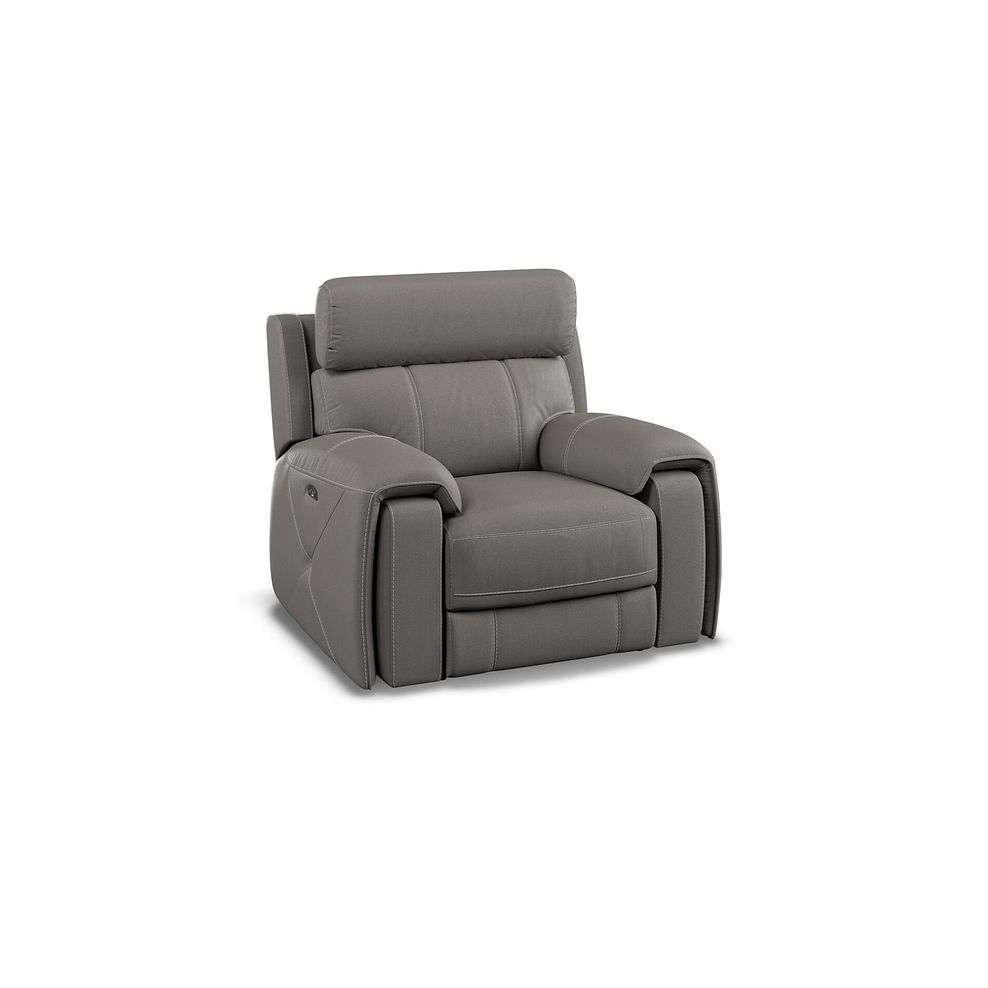 Leo Recliner Armchair with Adjustable Headrest in Elephant Grey Leather 1