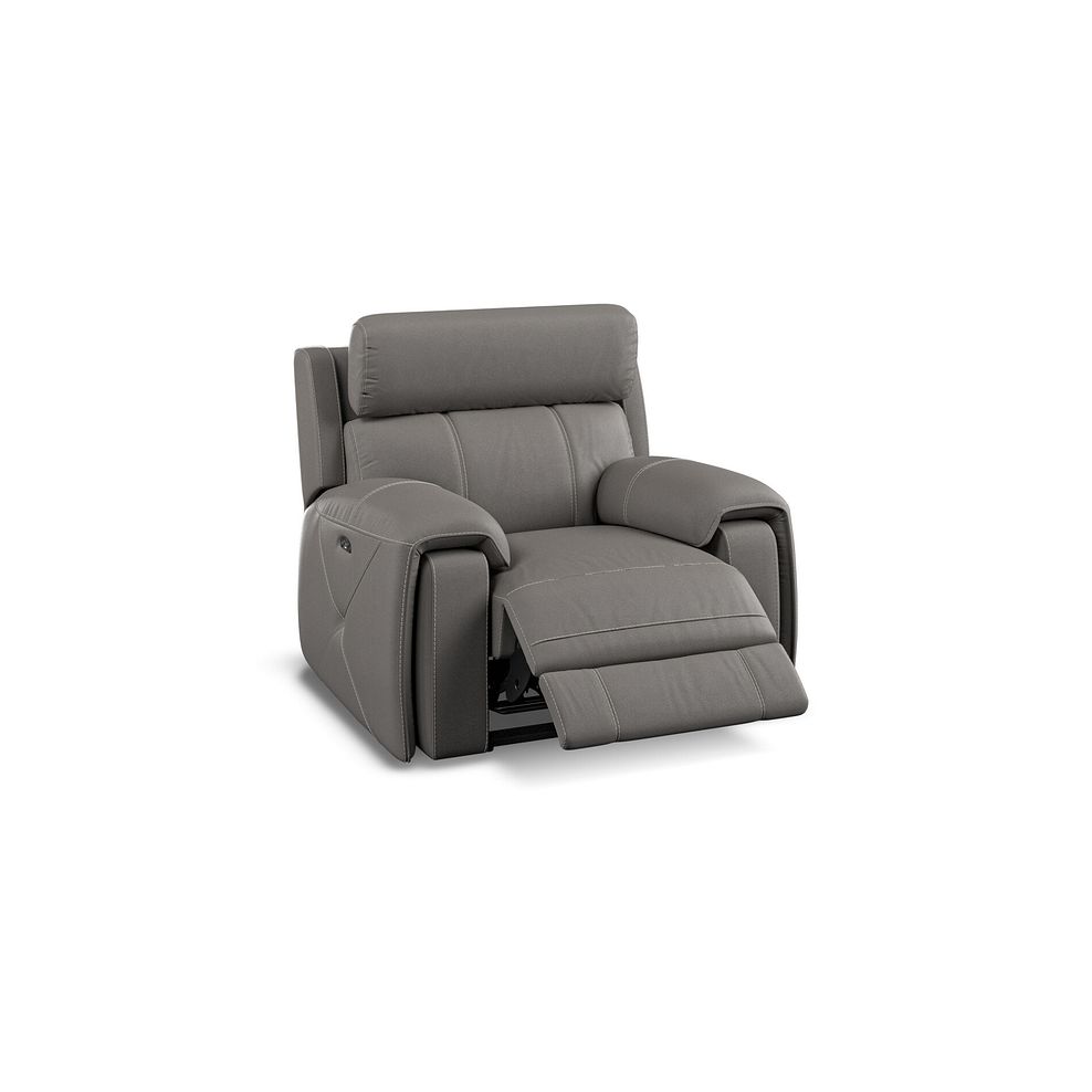 Leo Recliner Armchair with Adjustable Headrest in Elephant Grey Leather Thumbnail 2