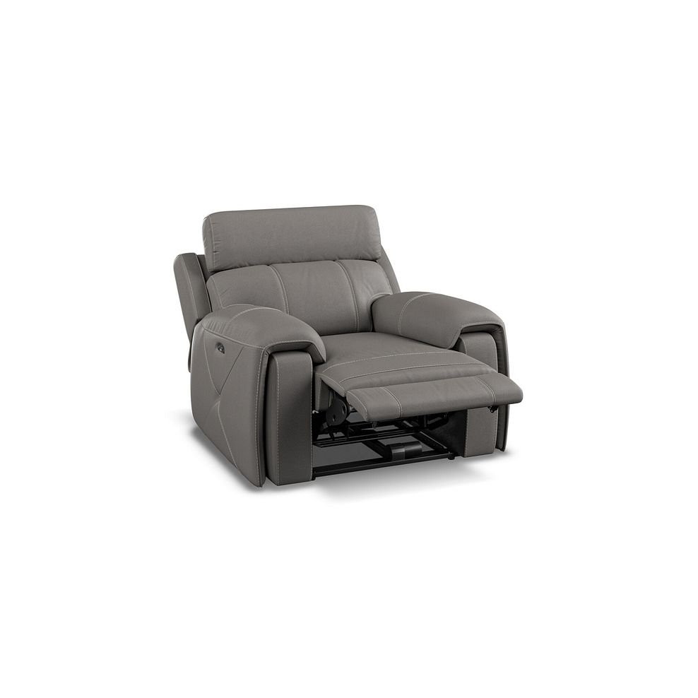 Leo Recliner Armchair with Adjustable Headrest in Elephant Grey Leather 3