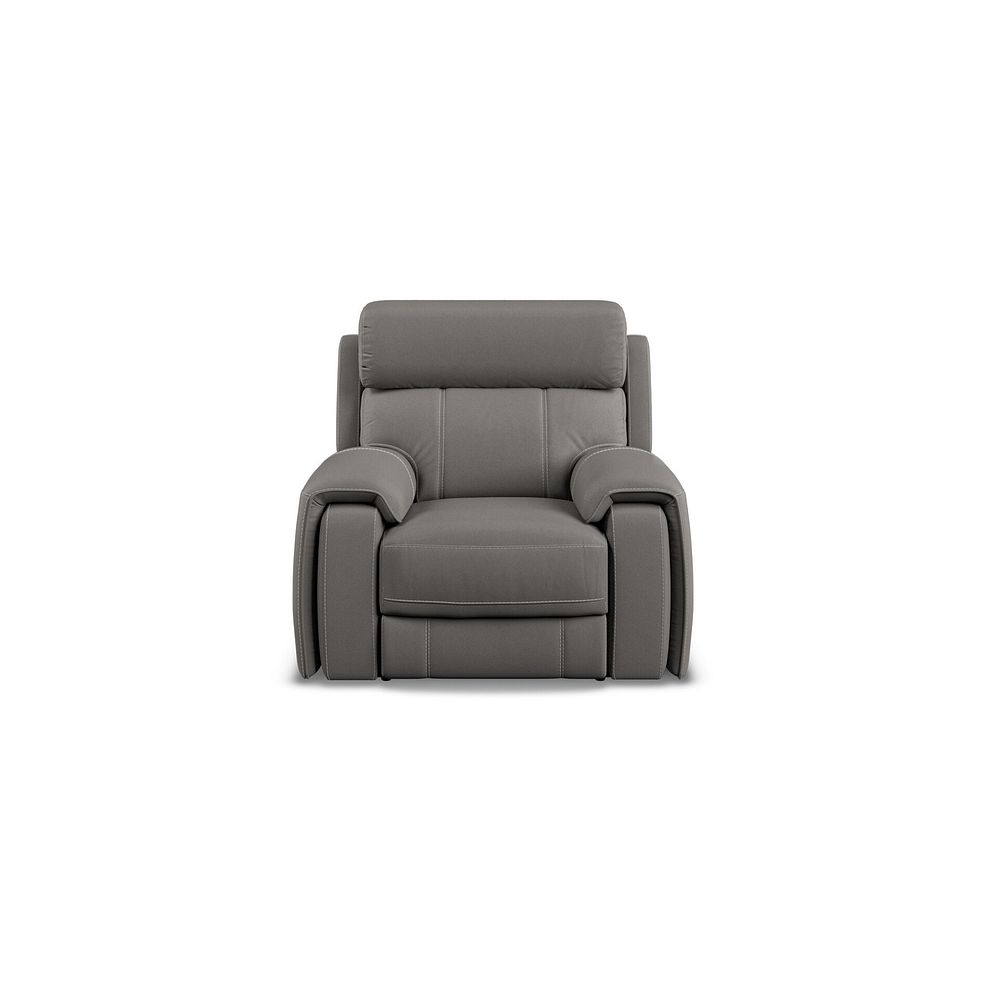 Leo Recliner Armchair with Adjustable Headrest in Elephant Grey Leather Thumbnail 5