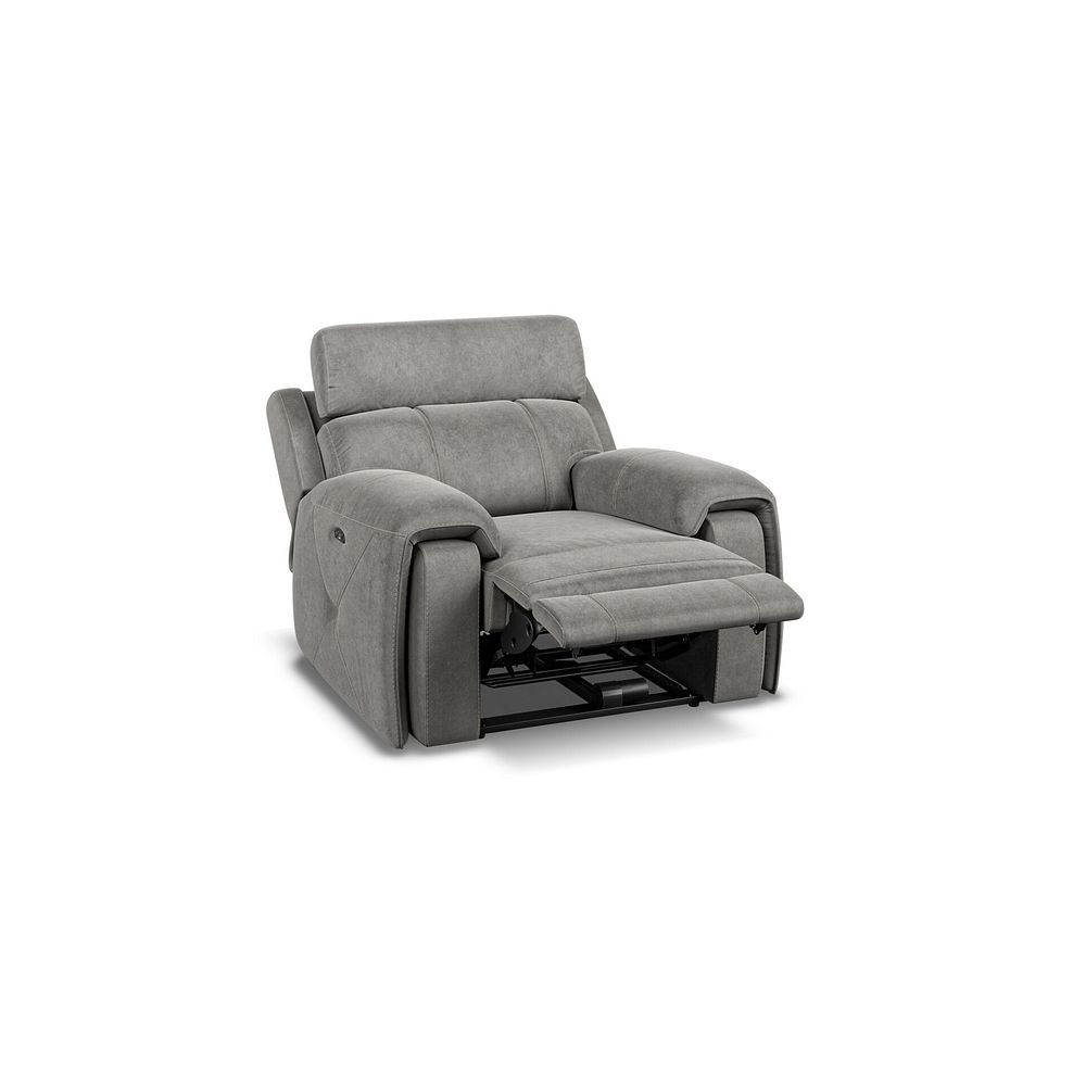 Leo Recliner Armchair with Adjustable Headrest in Maldives Dark Grey Fabric Thumbnail 4