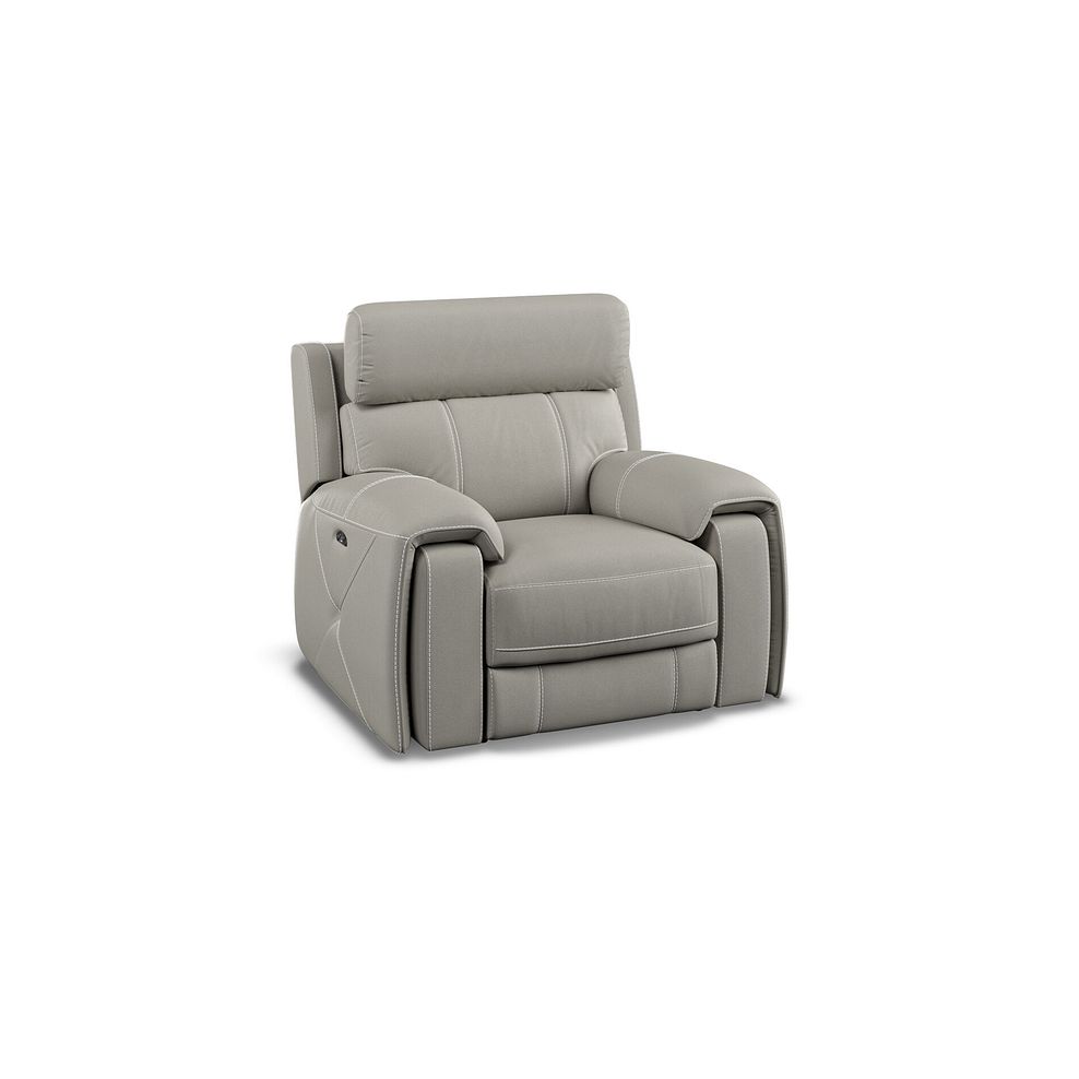Leo Recliner Armchair with Adjustable Headrest in Taupe Leather Thumbnail 1