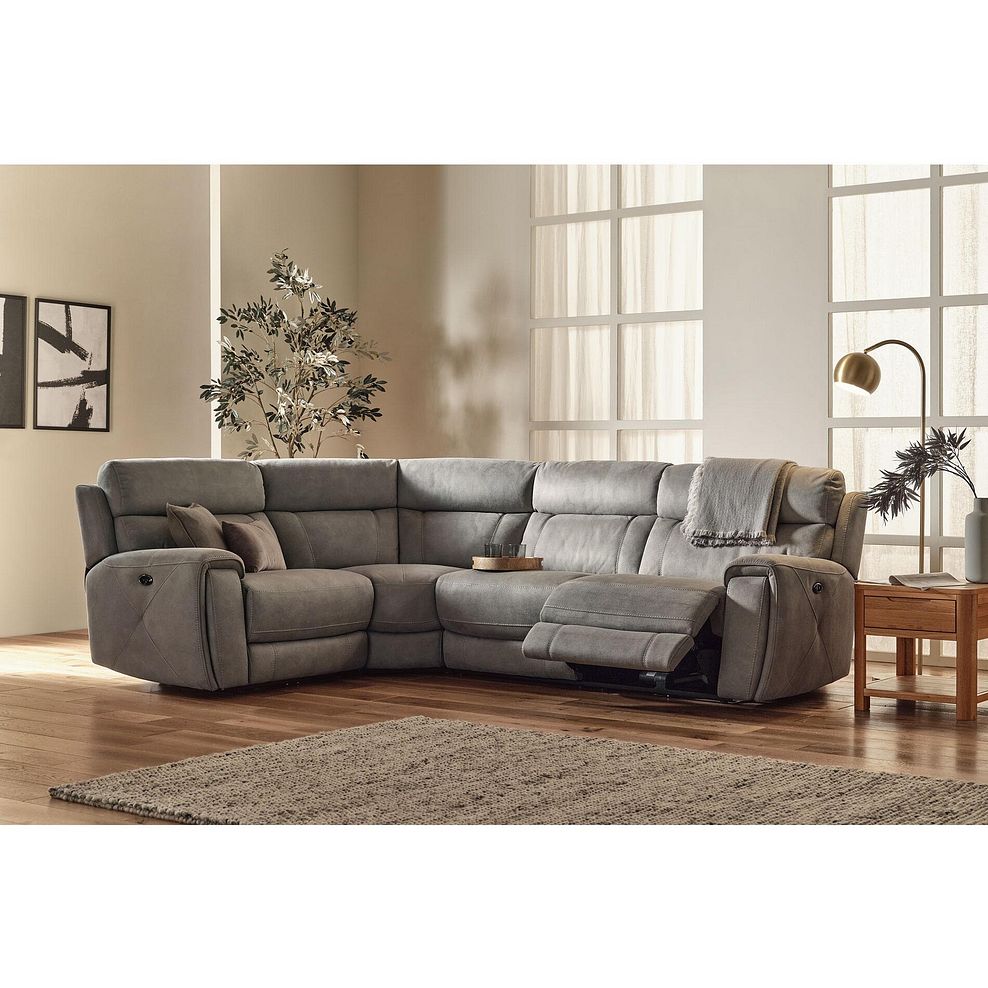 Leo Right Hand Corner Recliner Sofa in Billy Joe Dove Grey Fabric 2