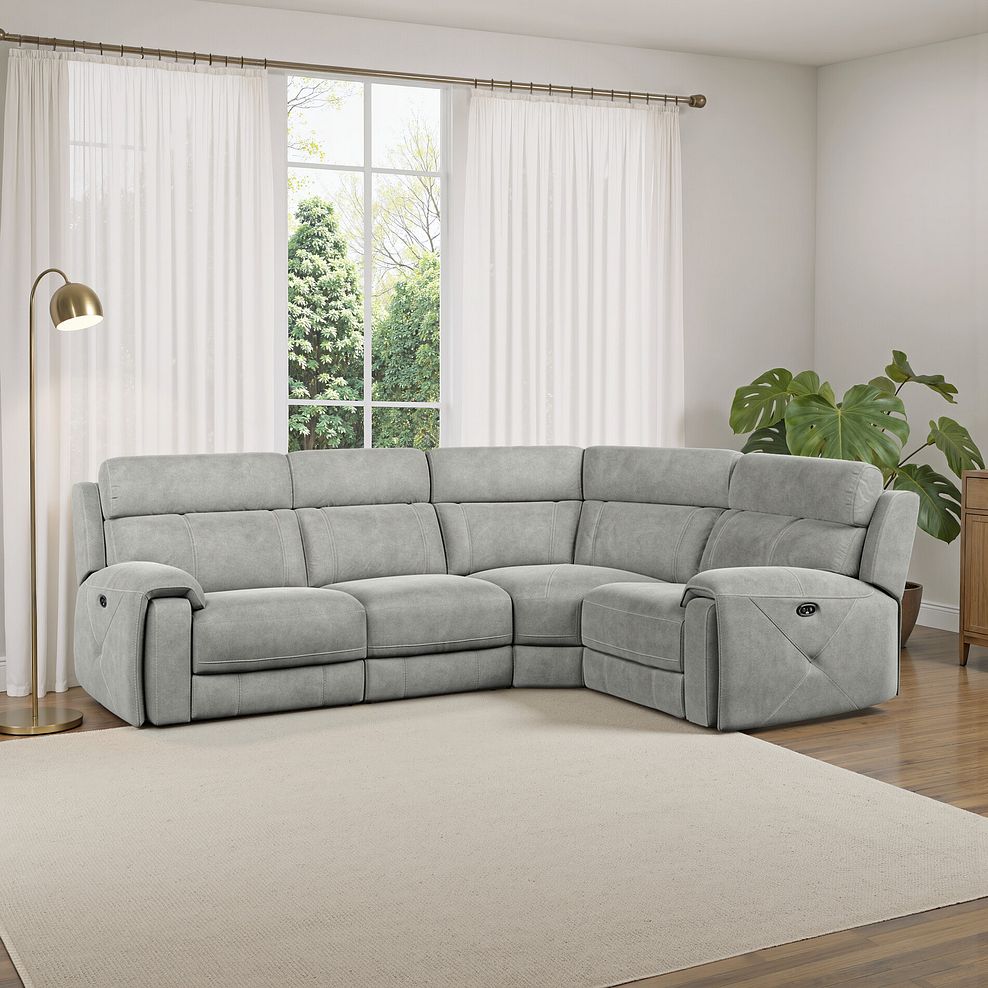Leo Right Hand Corner Recliner Sofa in Billy Joe Dove Grey Fabric 17