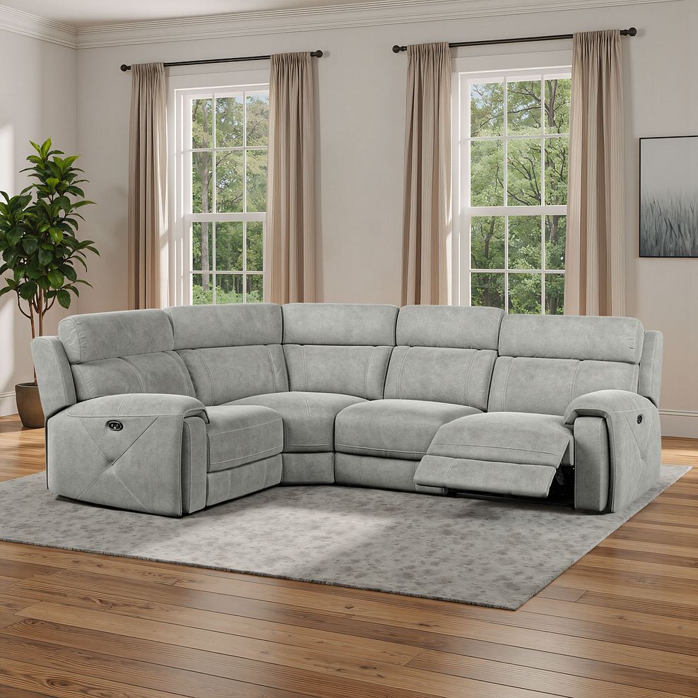 Leo Right Hand Corner Recliner Sofa in Billy Joe Dove Grey Fabric 18