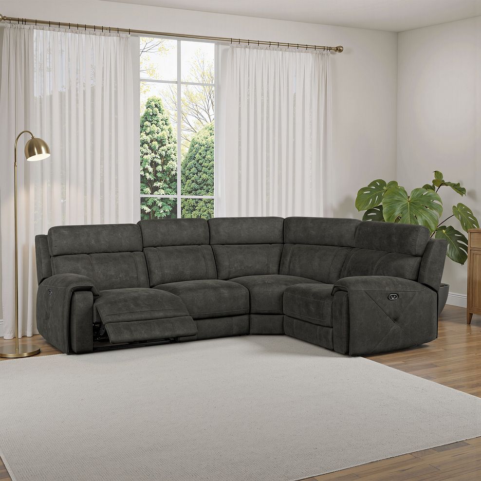 Leo Right Hand Corner Recliner Sofa in Billy Joe Grey Fabric 14
