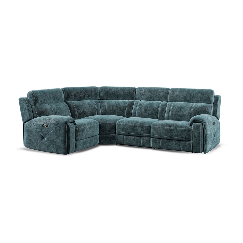 Leo Right Hand Corner Recliner Sofa in Descent Blue Fabric Thumbnail 1