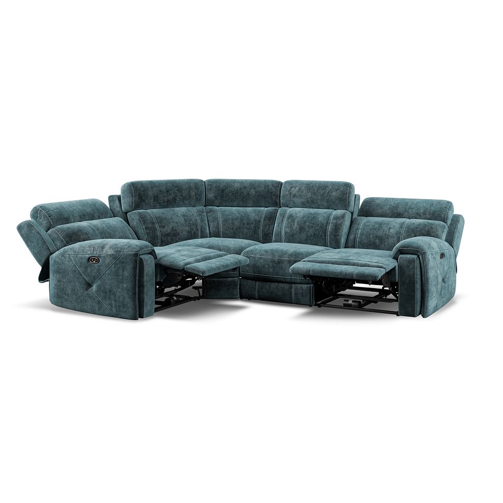Leo Right Hand Corner Recliner Sofa in Descent Blue Fabric 2
