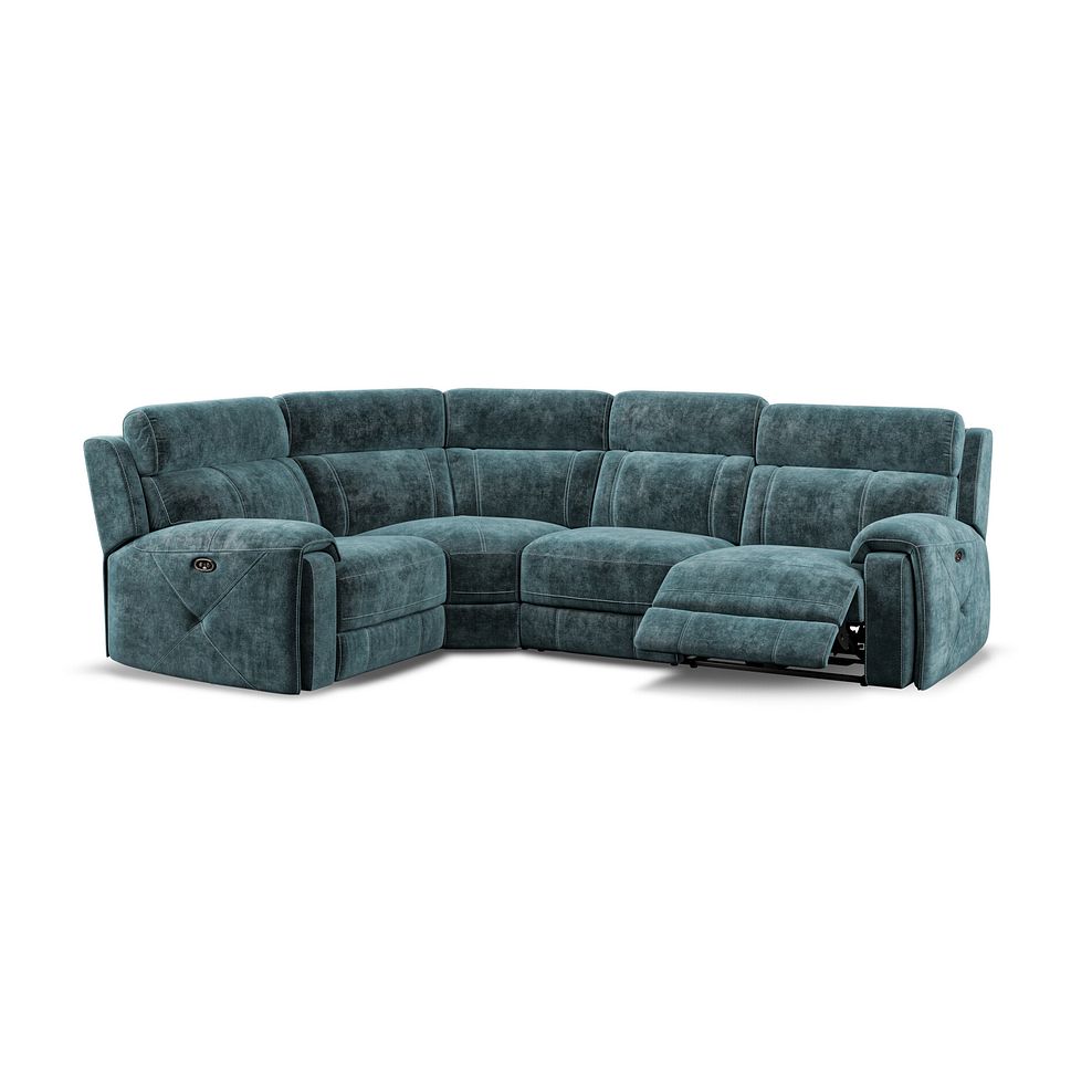 Leo Right Hand Corner Recliner Sofa in Descent Blue Fabric Thumbnail 3