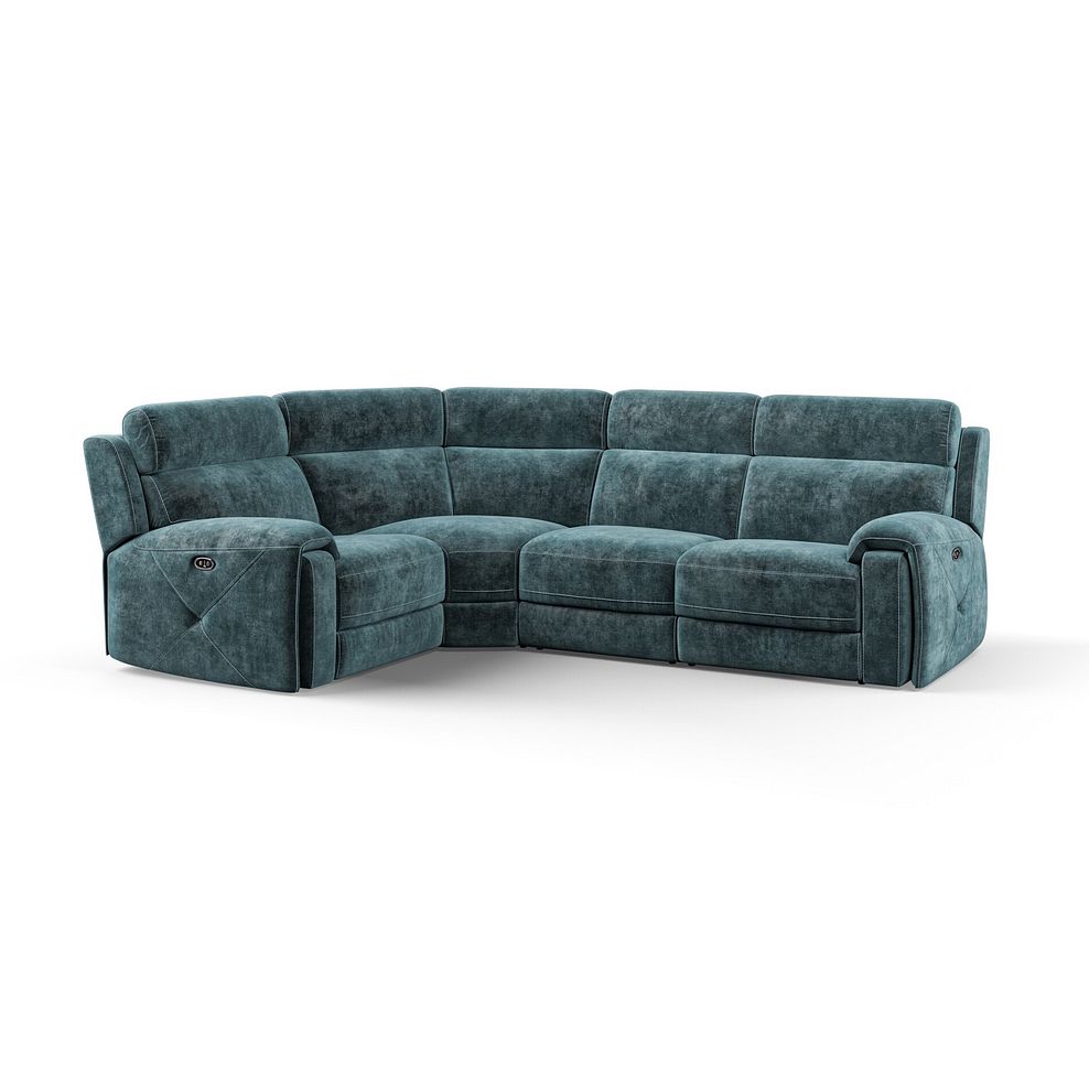 Leo Right Hand Corner Recliner Sofa in Descent Blue Fabric 1