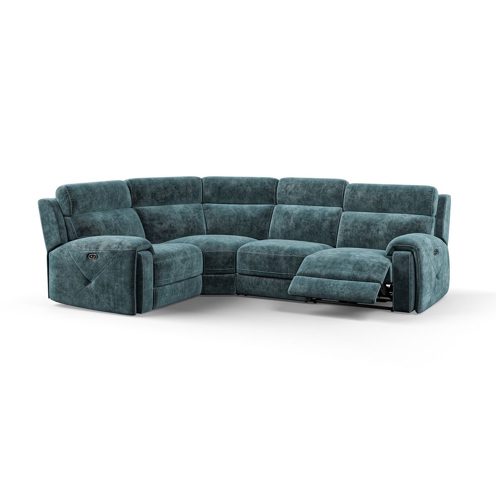 Leo Right Hand Corner Recliner Sofa in Descent Blue Fabric 2