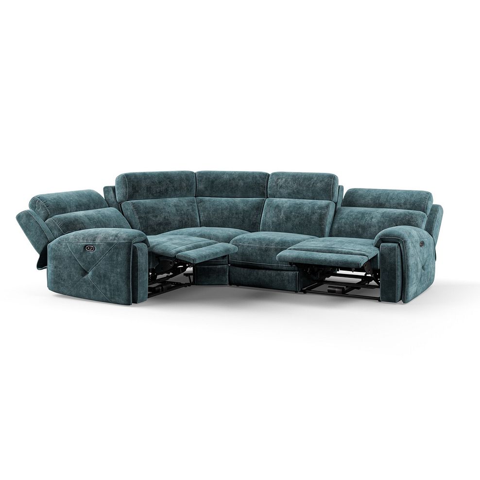 Leo Right Hand Corner Recliner Sofa in Descent Blue Fabric 4
