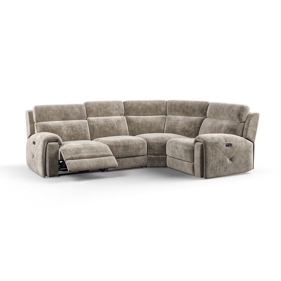 Leo Right Hand Corner Recliner Sofa in Descent Taupe Fabric 2