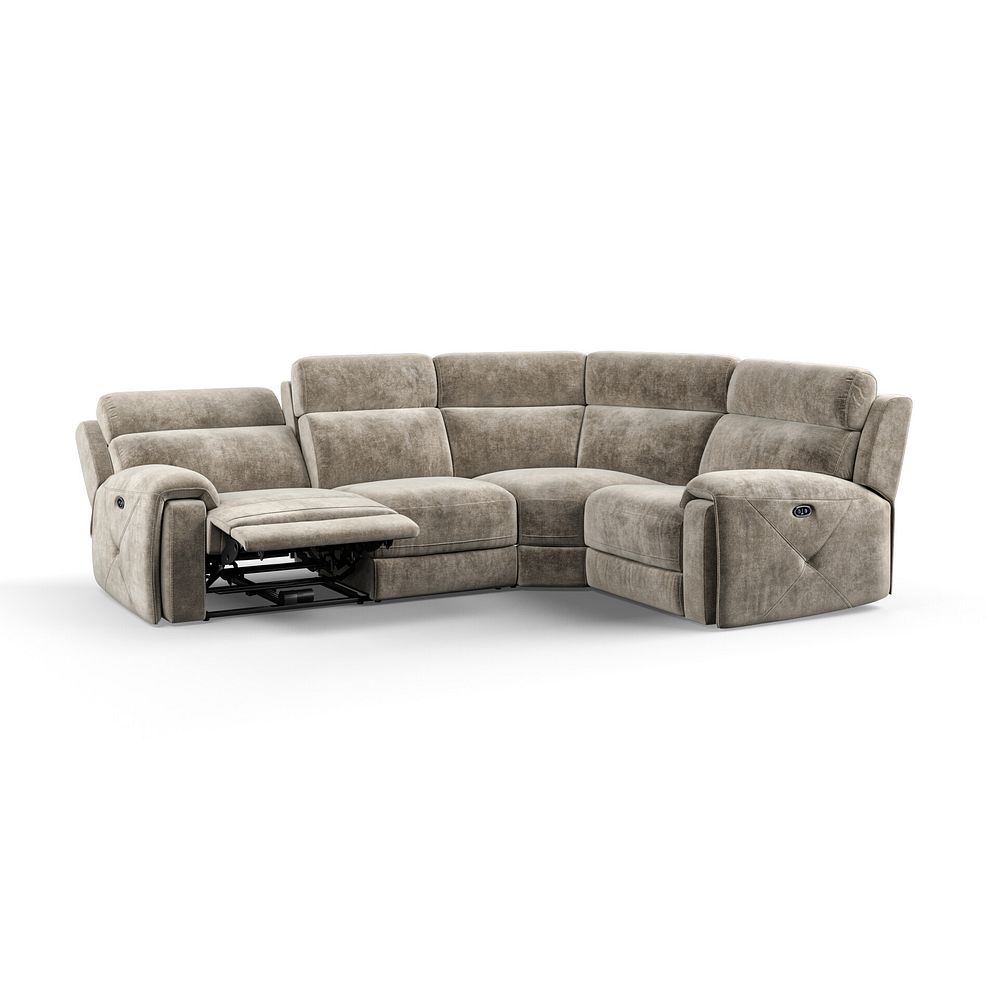 Leo Right Hand Corner Recliner Sofa in Descent Taupe Fabric 3
