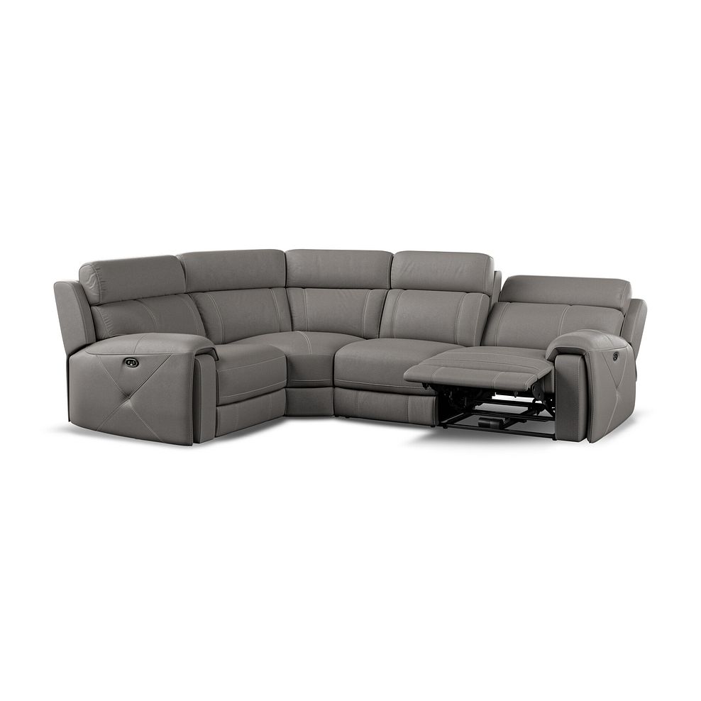 Leo Right Hand Corner Recliner Sofa in Elephant Grey Leather 4