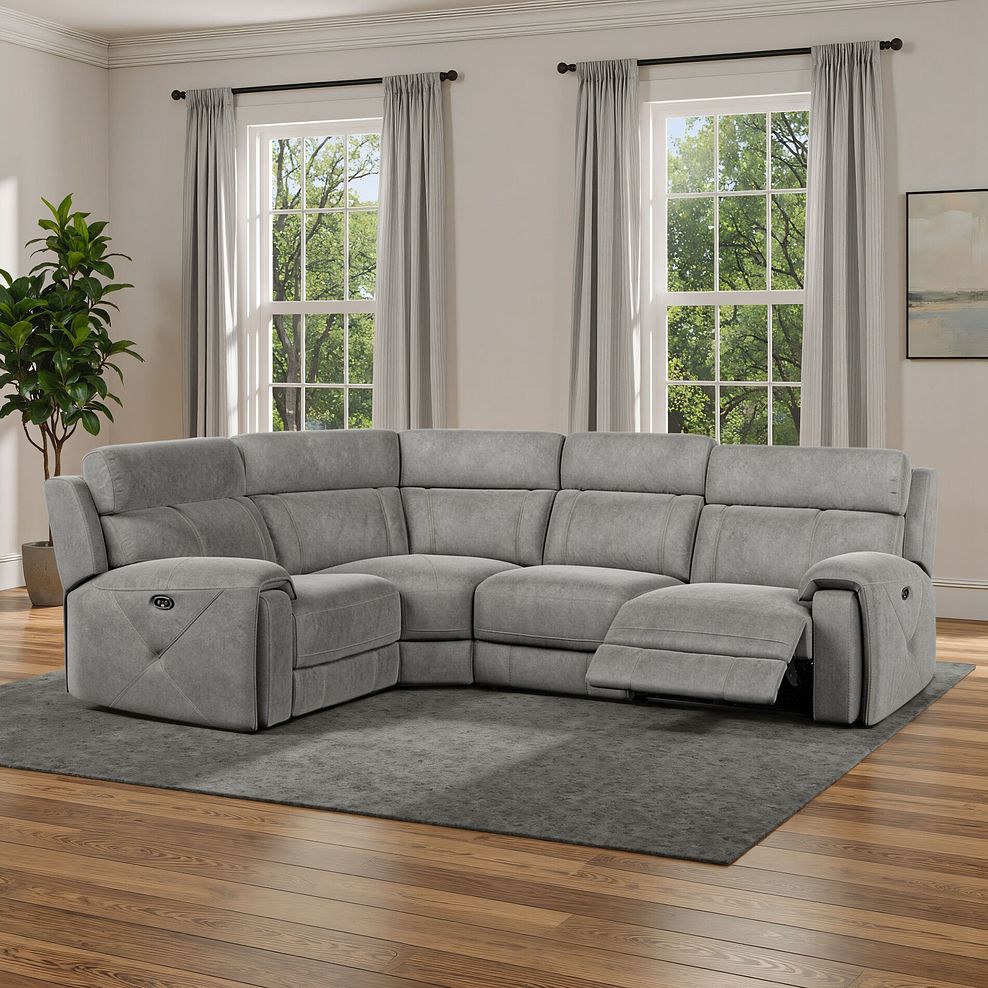 Leo Right Hand Corner Recliner Sofa in Maldives Dark Grey Fabric 1