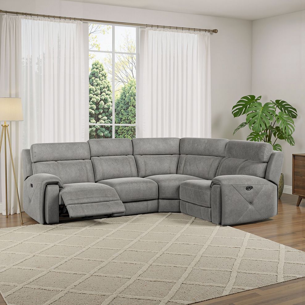 Leo Right Hand Corner Recliner Sofa in Maldives Dark Grey Fabric 14