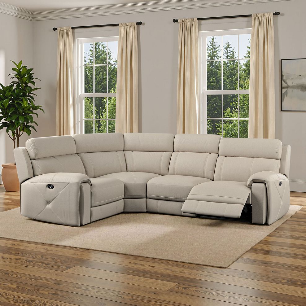 Leo Right Hand Corner Recliner Sofa in Pebble Leather 1