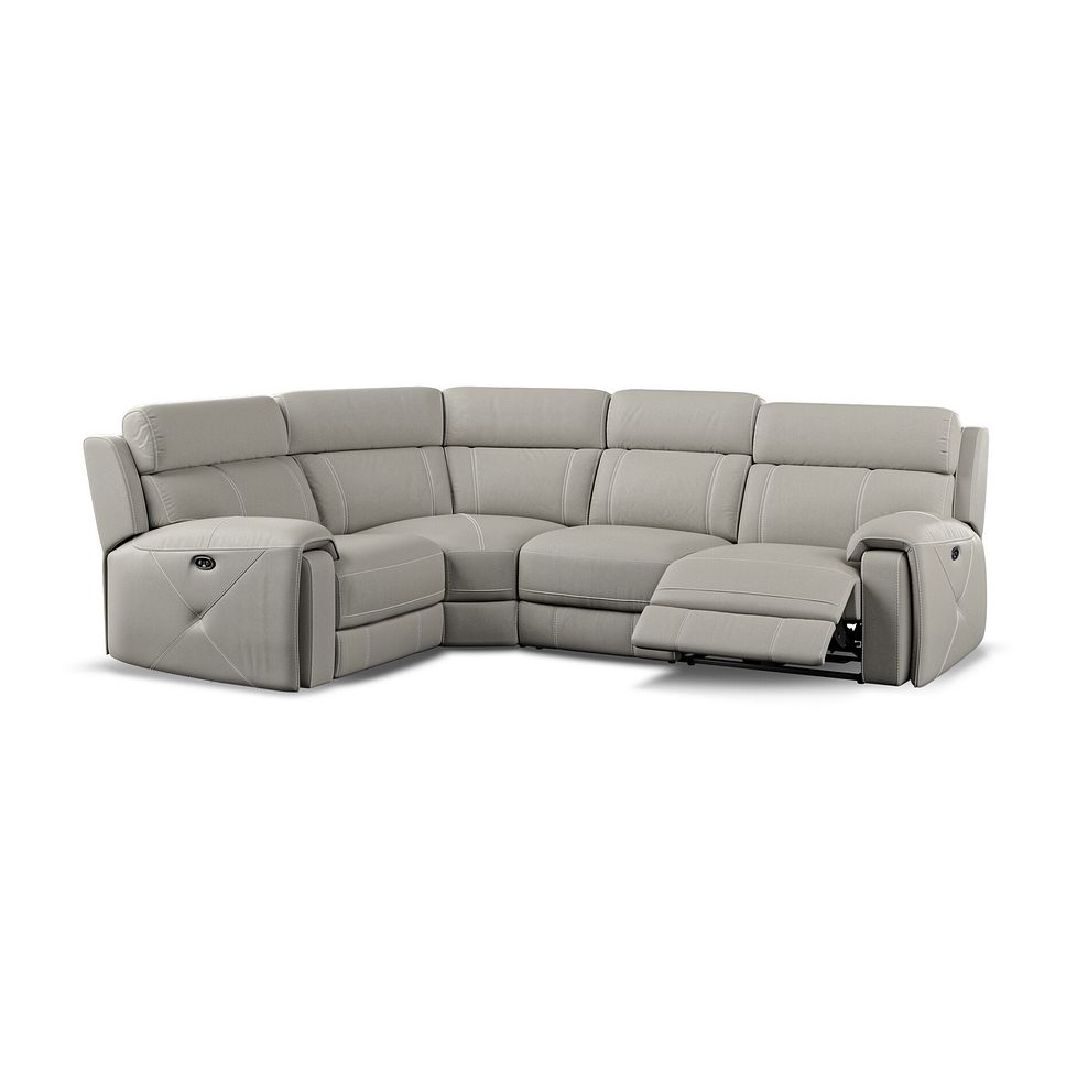 Leo Right Hand Corner Recliner Sofa in Taupe Leather Thumbnail 3