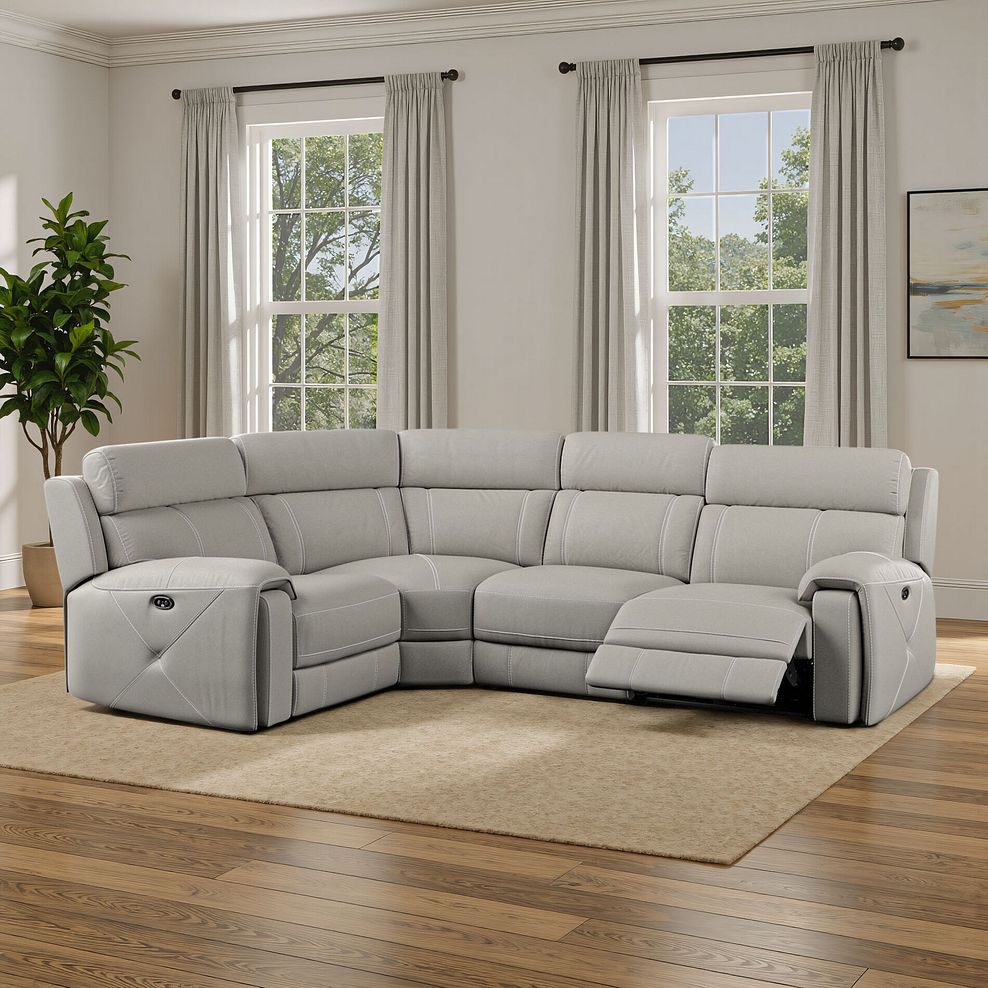 Leo Right Hand Corner Recliner Sofa in Taupe Leather 1