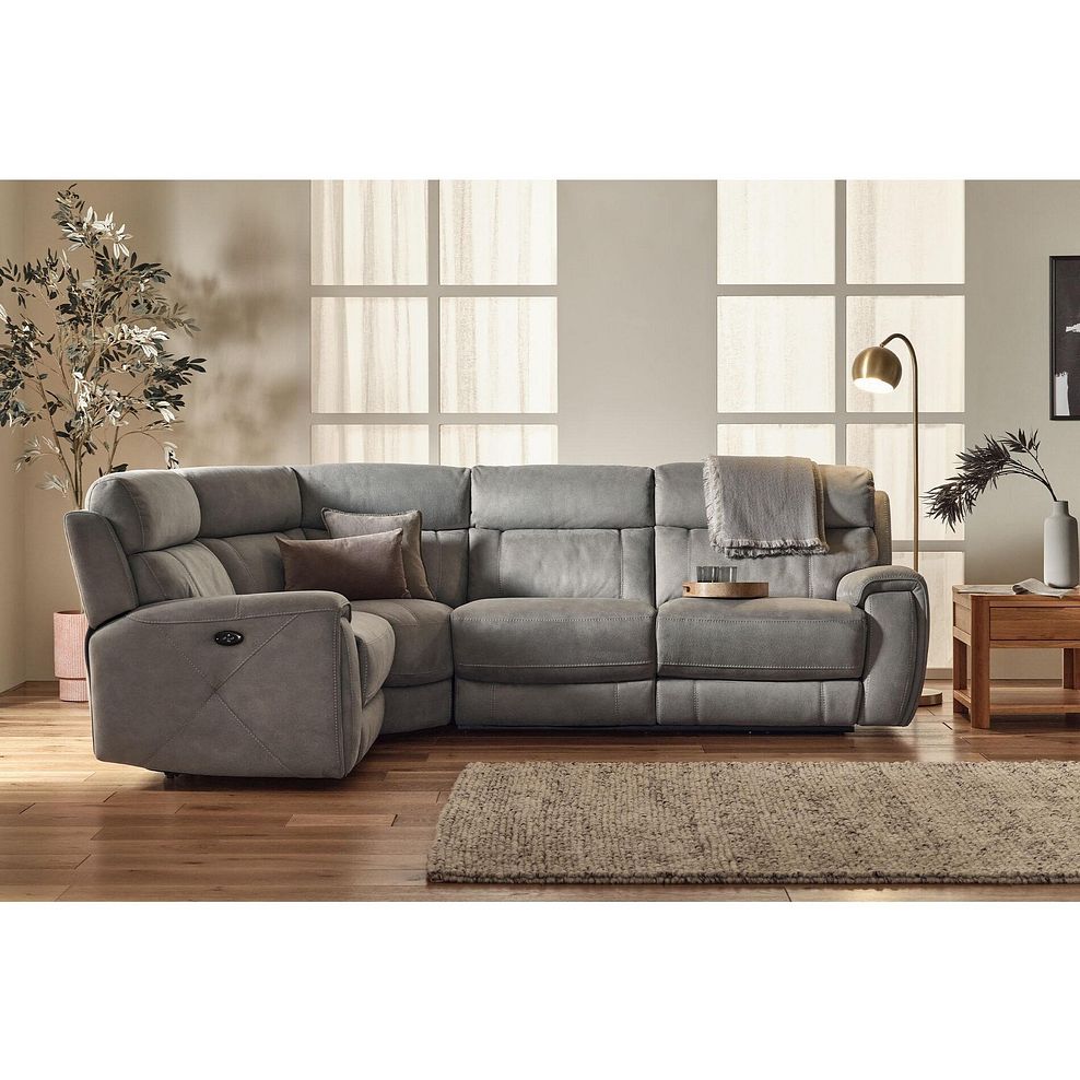 Leo Right Hand Corner Recliner Sofa with Adjustable Headrests in Billy Joe Dove Grey Fabric 4
