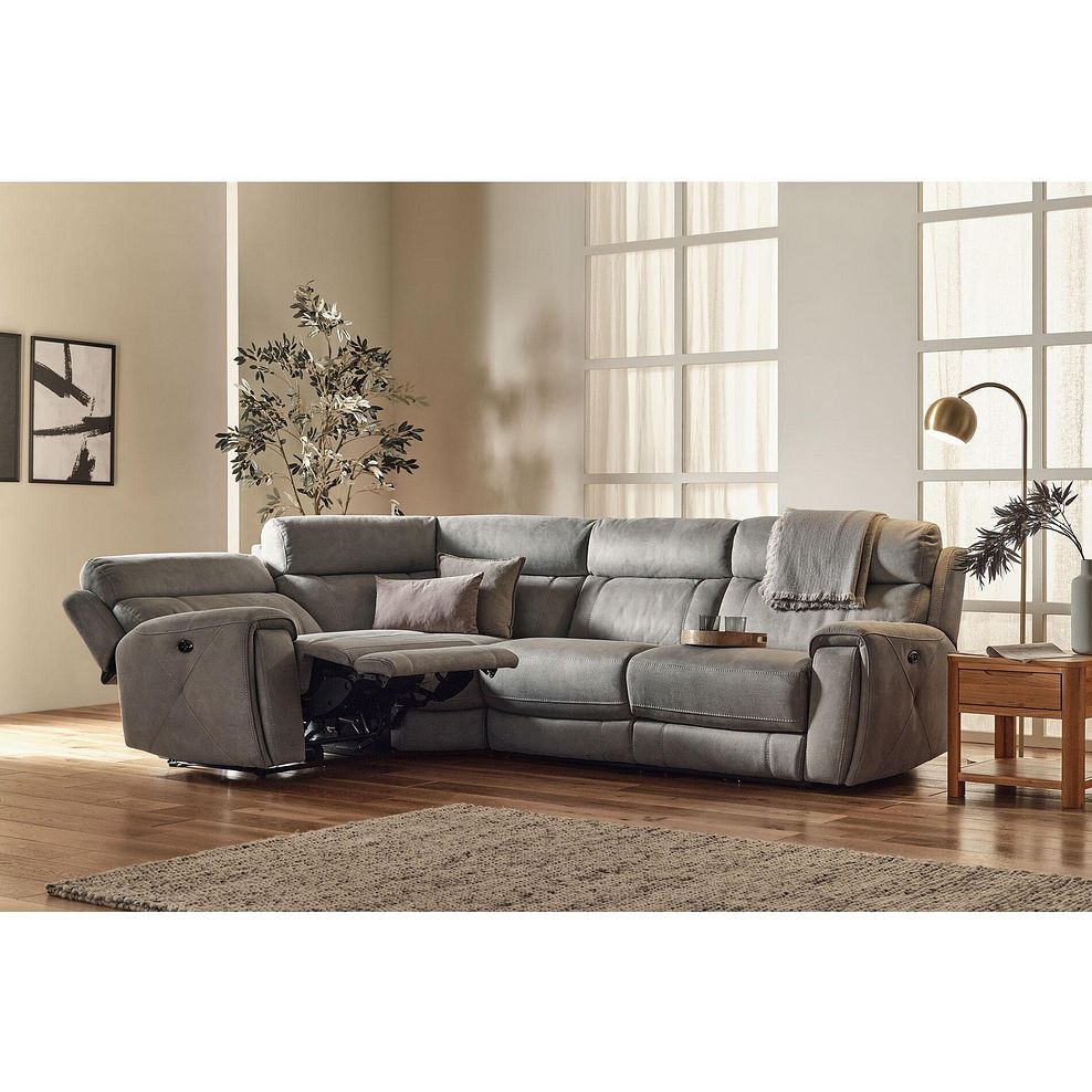 Leo Right Hand Corner Recliner Sofa with Adjustable Headrests in Billy Joe Dove Grey Fabric 3