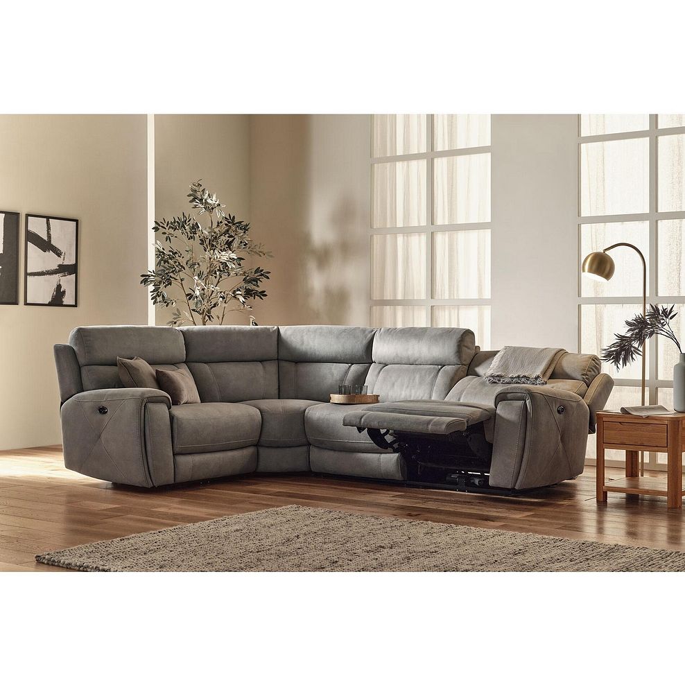 Leo Right Hand Corner Recliner Sofa with Adjustable Headrests in Billy Joe Dove Grey Fabric 2