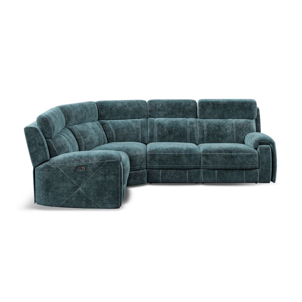 Leo Right Hand Corner Recliner Sofa with Adjustable Headrests in Descent Blue Fabric 6
