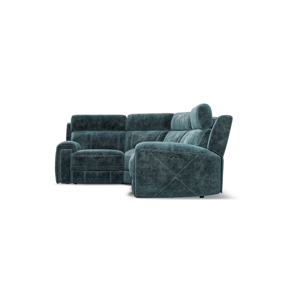 Leo Right Hand Corner Recliner Sofa with Adjustable Headrests in Descent Blue Fabric 7