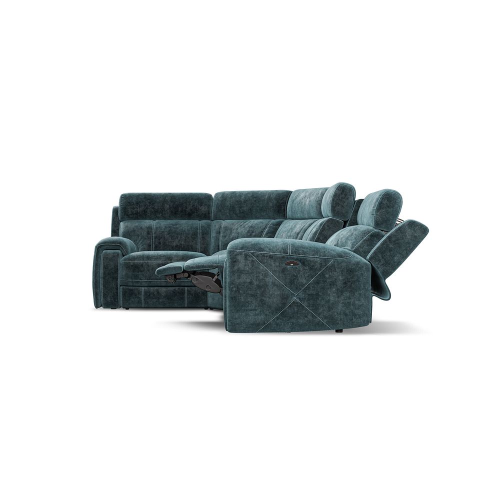 Leo Right Hand Corner Recliner Sofa with Adjustable Headrests in Descent Blue Fabric 8
