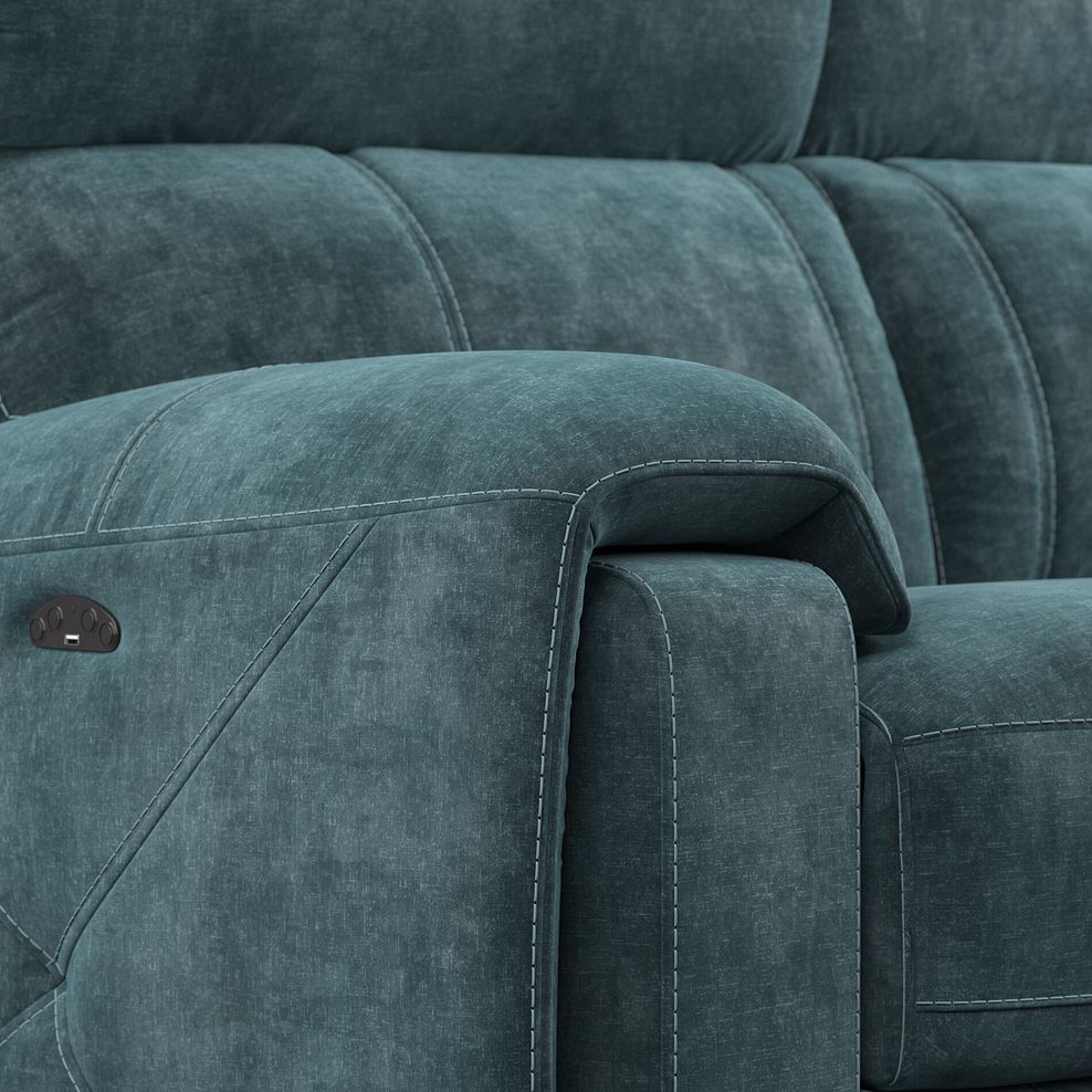 Leo Right Hand Corner Recliner Sofa with Adjustable Headrests in Descent Blue Fabric 10