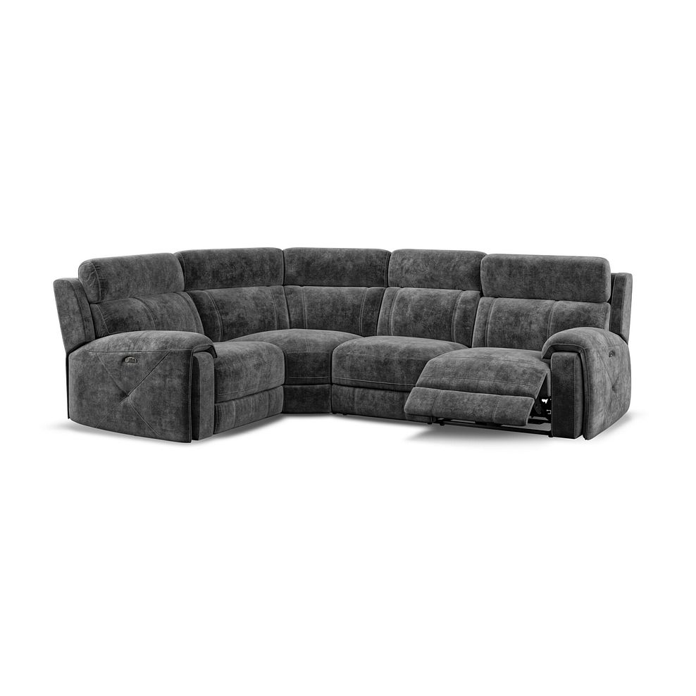 Leo Right Hand Corner Recliner Sofa with Adjustable Headrests in Descent Charcoal Fabric 2