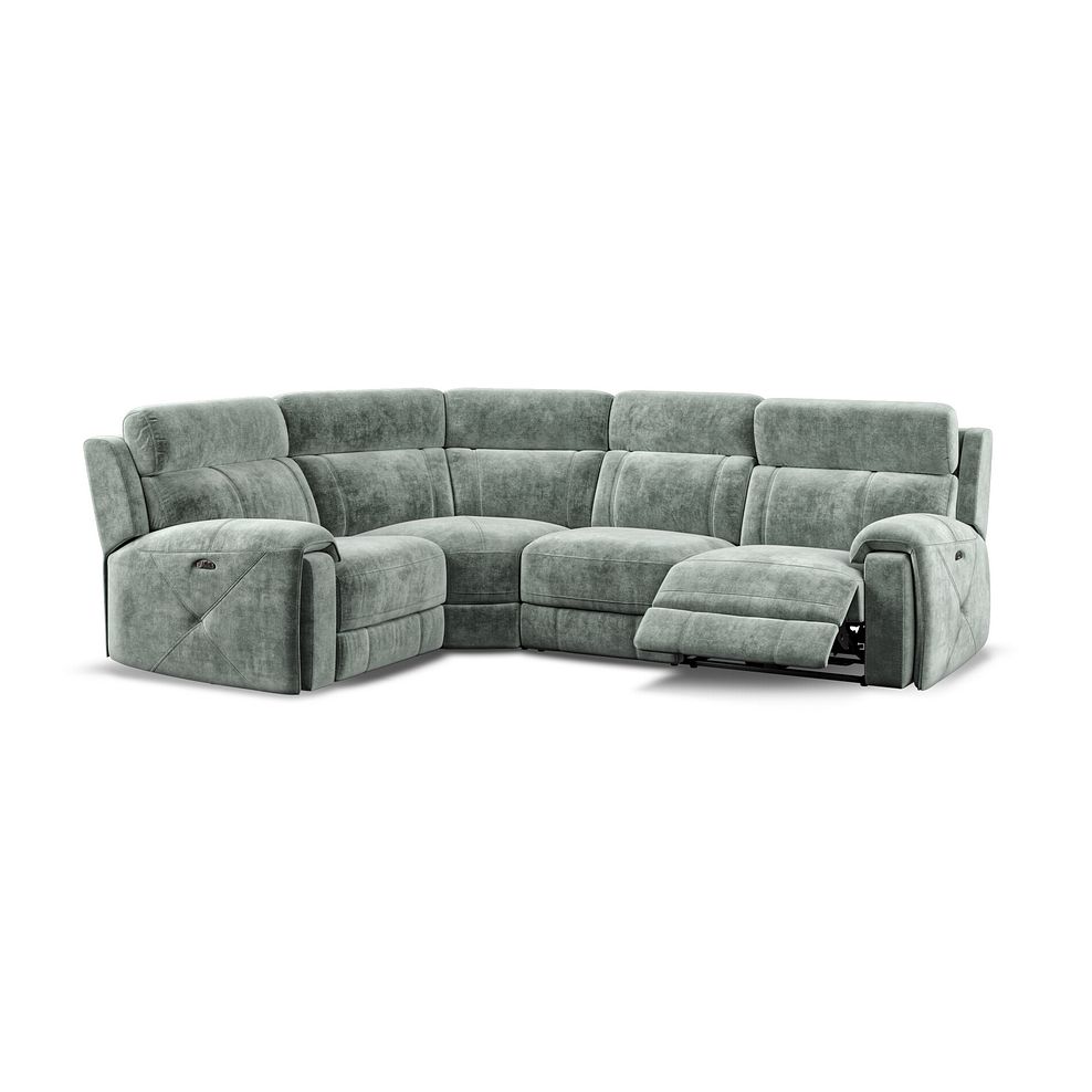 Leo Right Hand Corner Recliner Sofa with Adjustable Headrests in Descent Pewter Fabric 2