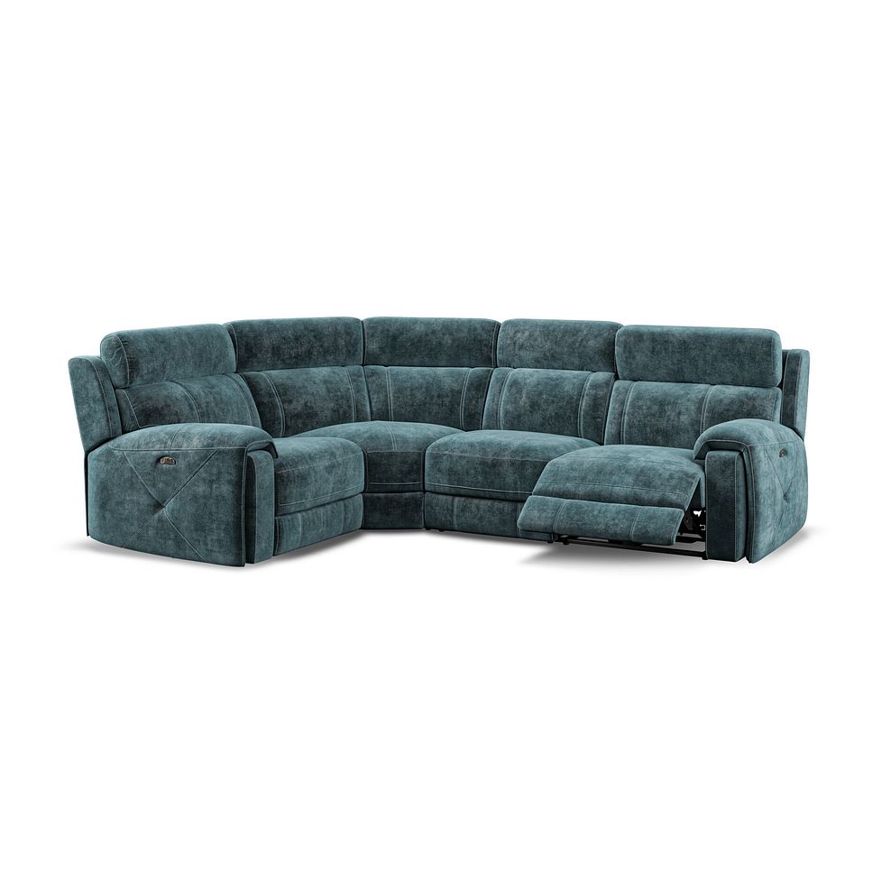Leo Right Hand Corner Recliner Sofa with Adjustable Headrests in Descent Blue Fabric Thumbnail 3