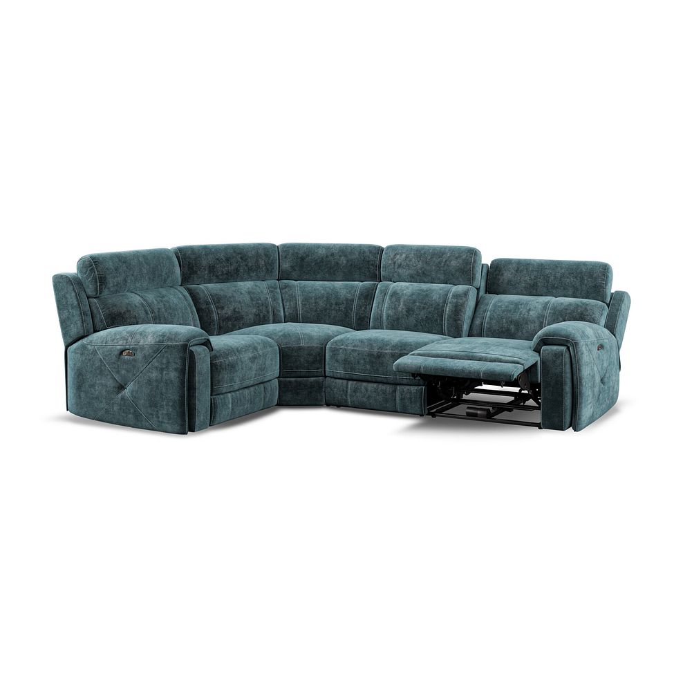 Leo Right Hand Corner Recliner Sofa with Adjustable Headrests in Descent Blue Fabric 4