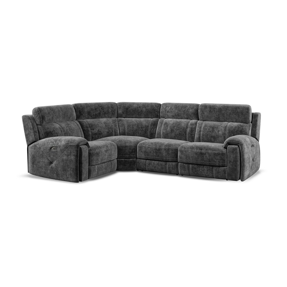 Leo Right Hand Corner Recliner Sofa with Adjustable Headrests in Descent Charcoal Fabric Thumbnail 1