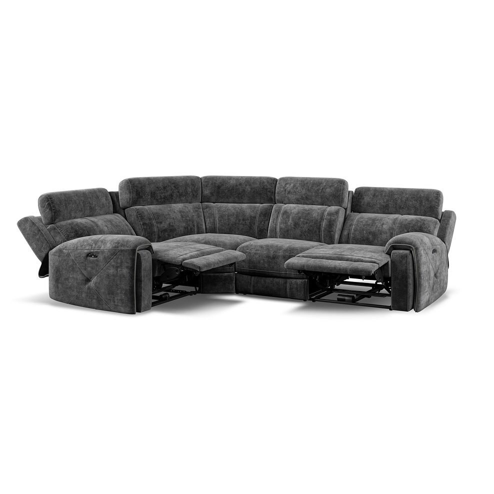 Leo Right Hand Corner Recliner Sofa with Adjustable Headrests in Descent Charcoal Fabric 2