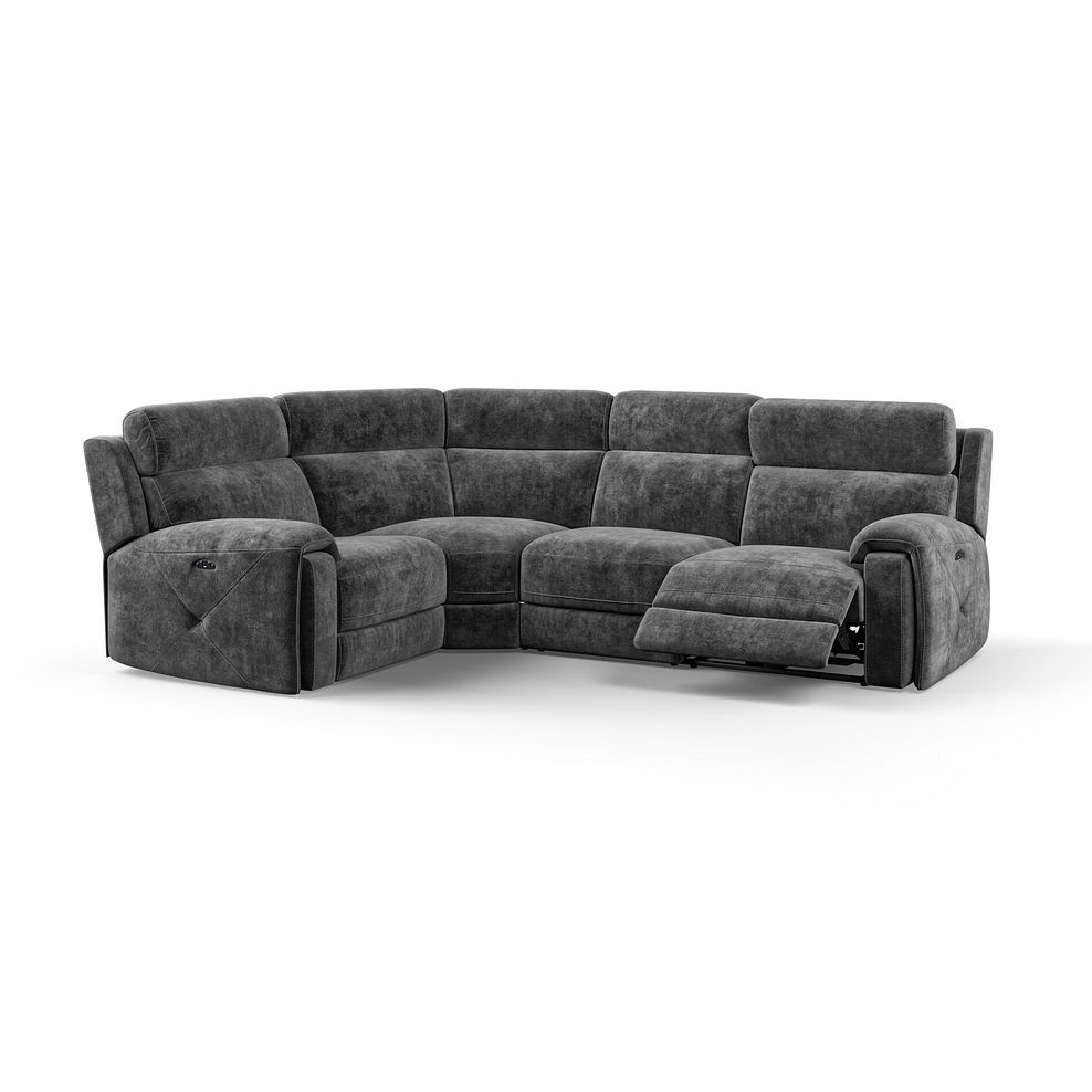 Leo Right Hand Corner Recliner Sofa with Adjustable Headrests in Descent Charcoal Fabric 2