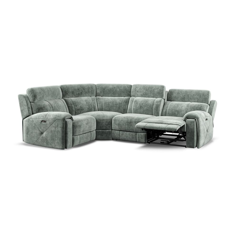 Leo Right Hand Corner Recliner Sofa with Adjustable Headrests in Descent Pewter Fabric 4