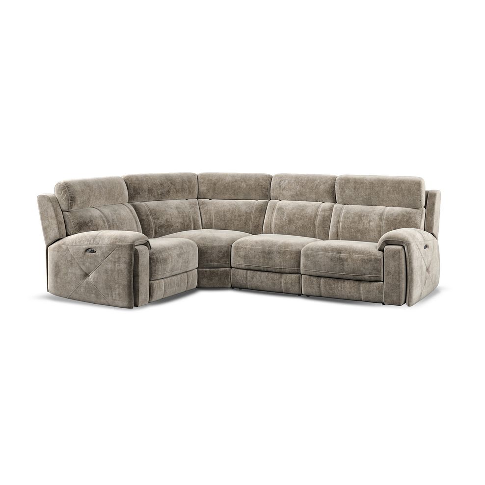 Leo Right Hand Corner Recliner Sofa with Adjustable Headrests in Descent Taupe Fabric