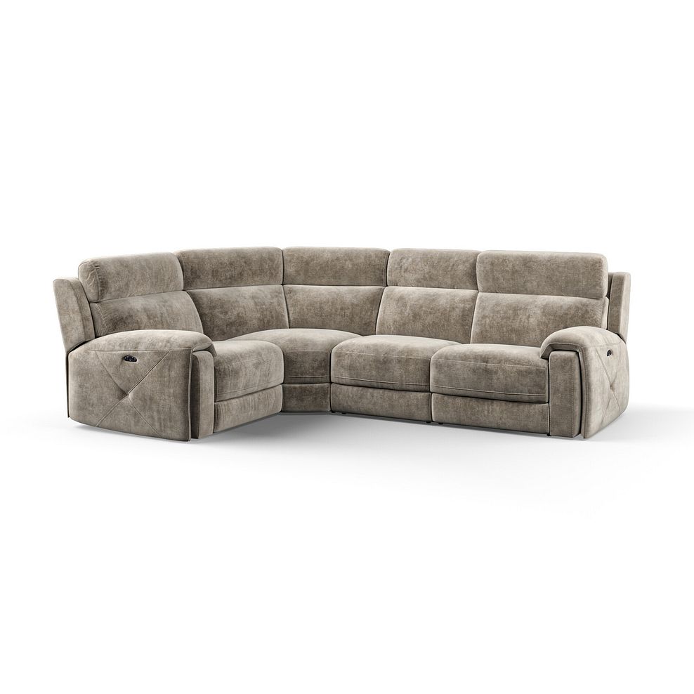 Leo Right Hand Corner Recliner Sofa with Adjustable Headrests in Descent Taupe Fabric 1