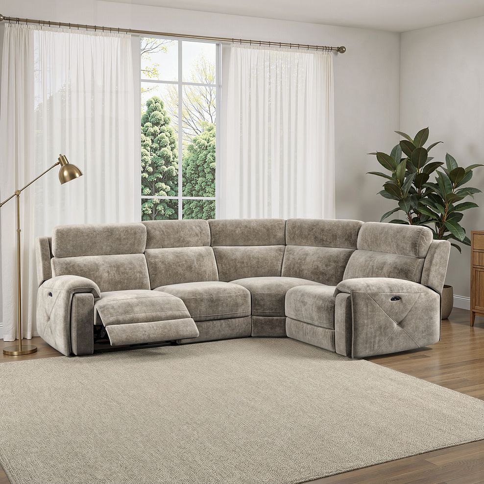 Leo Right Hand Corner Recliner Sofa with Adjustable Headrests in Descent Taupe Fabric 14