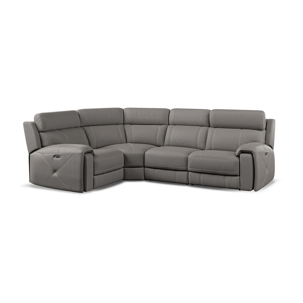 Leo Right Hand Corner Recliner Sofa with Adjustable Headrests in Elephant Grey Leather