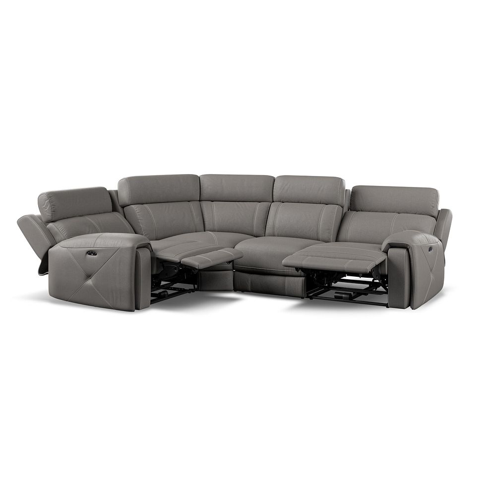 Leo Right Hand Corner Recliner Sofa with Adjustable Headrests in Elephant Grey Leather 4