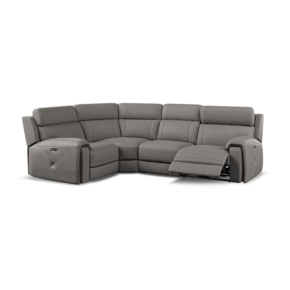 Leo Right Hand Corner Recliner Sofa with Adjustable Headrests in Elephant Grey Leather Thumbnail 2