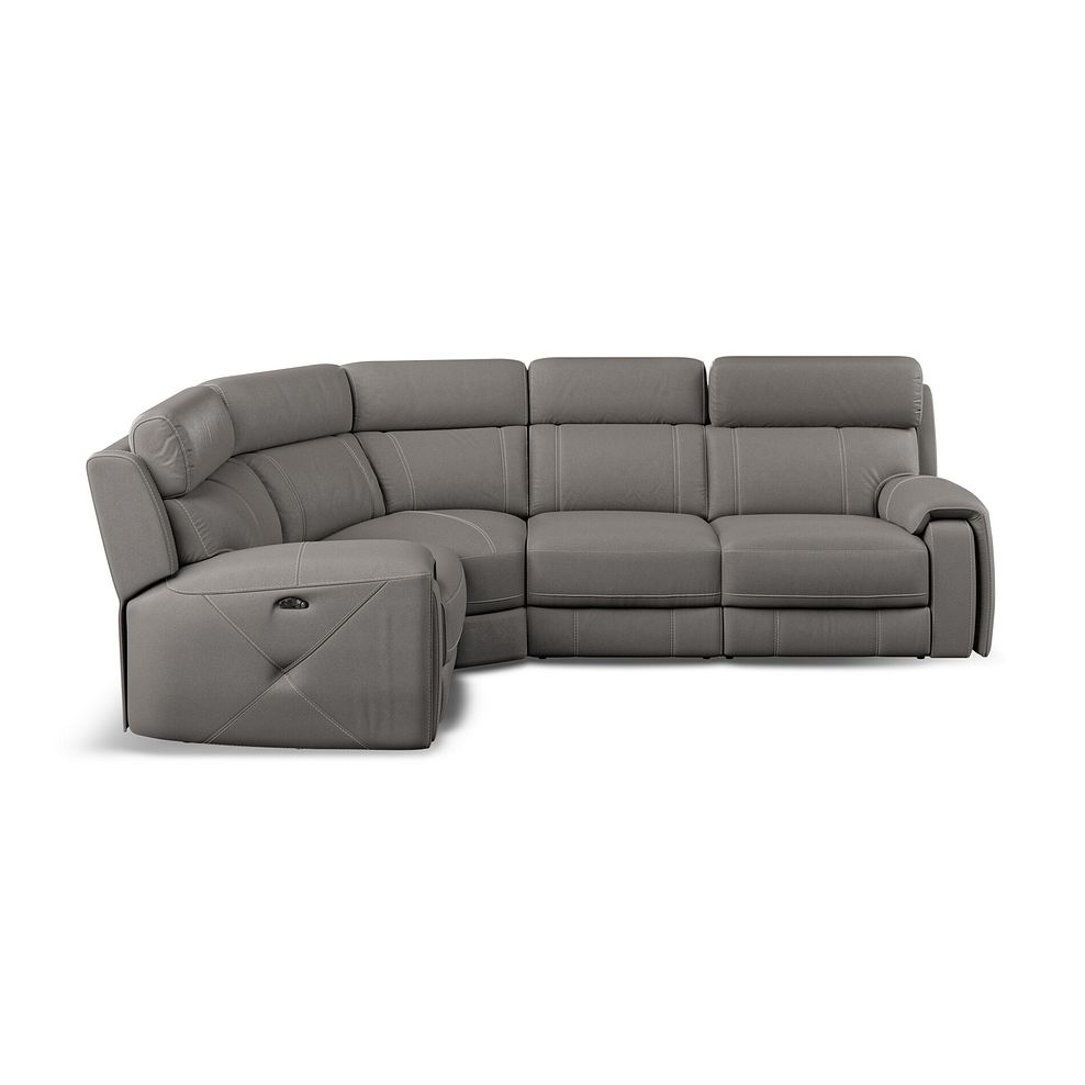 Leo Right Hand Corner Recliner Sofa with Adjustable Headrests in Elephant Grey Leather 6