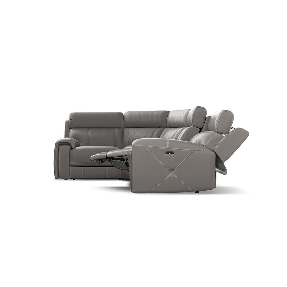 Leo Right Hand Corner Recliner Sofa with Adjustable Headrests in Elephant Grey Leather 8