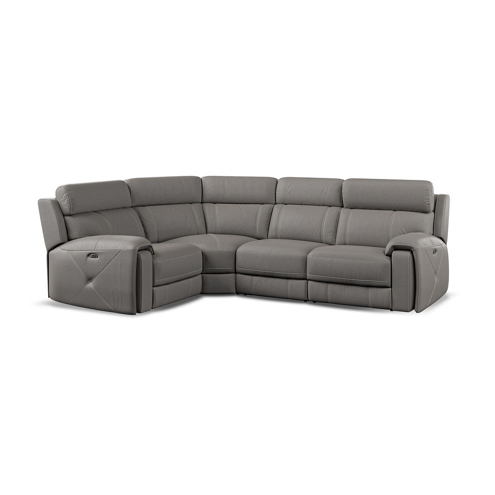 Leo Right Hand Corner Recliner Sofa with Adjustable Headrests in Elephant Grey Leather