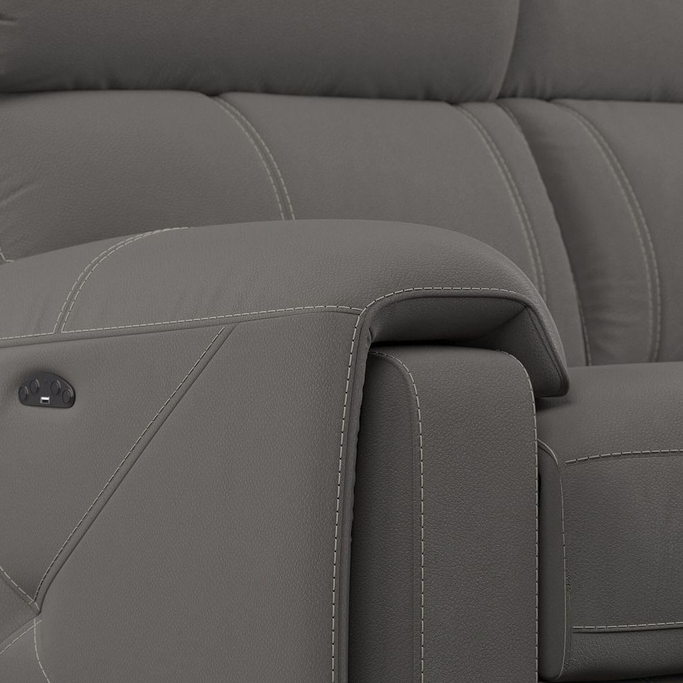 Leo Right Hand Corner Recliner Sofa with Adjustable Headrests in Elephant Grey Leather 12